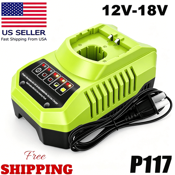 18-Volt P117 Rapid Charger Replace for Ryobi 12V-18V Battery One Lithium-Ion/NiCad/NiMh Battery P102 P108 P189 P197 P103 P105 P107 P190 P191 PBP002 PBP005