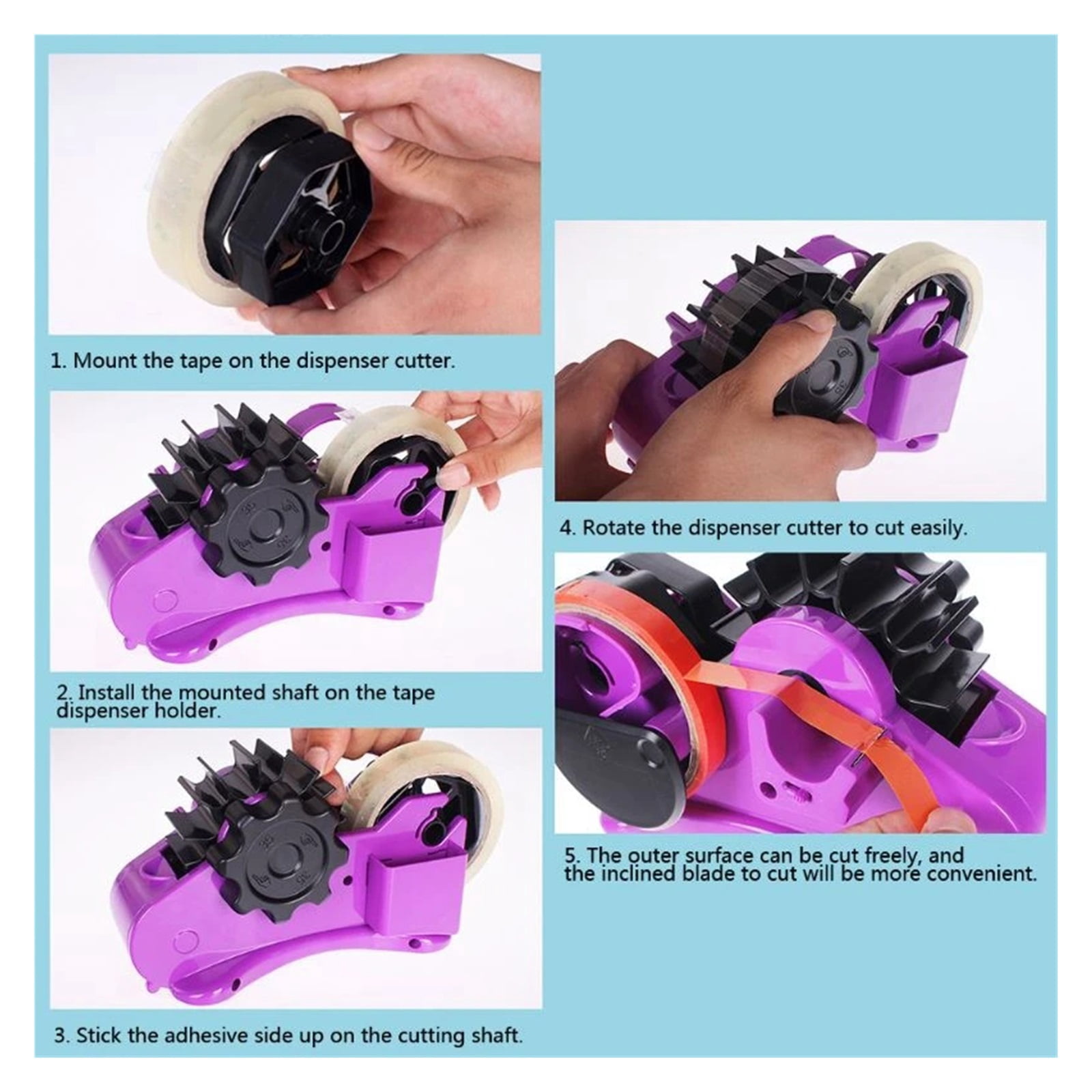 Semi-Automatic Tape Dispenser With 35Mm Fixed Length Tape Cutter Desktop Office Packaging Household Tools