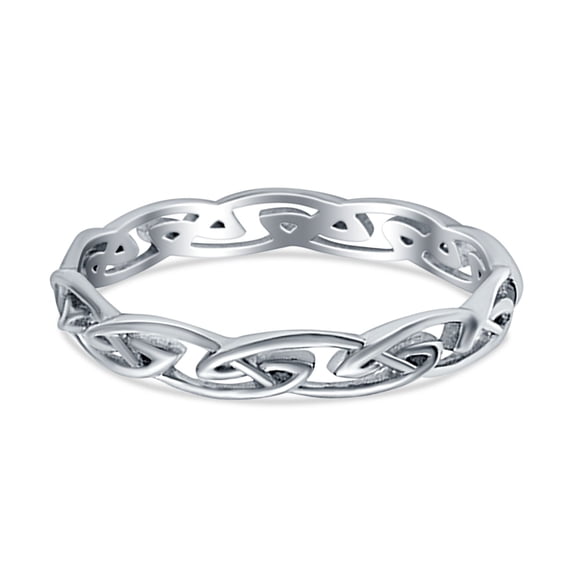 Celtic Rhodium Plated Band Solid 925 Sterling Silver Thumb Ring (4mm) Size 5