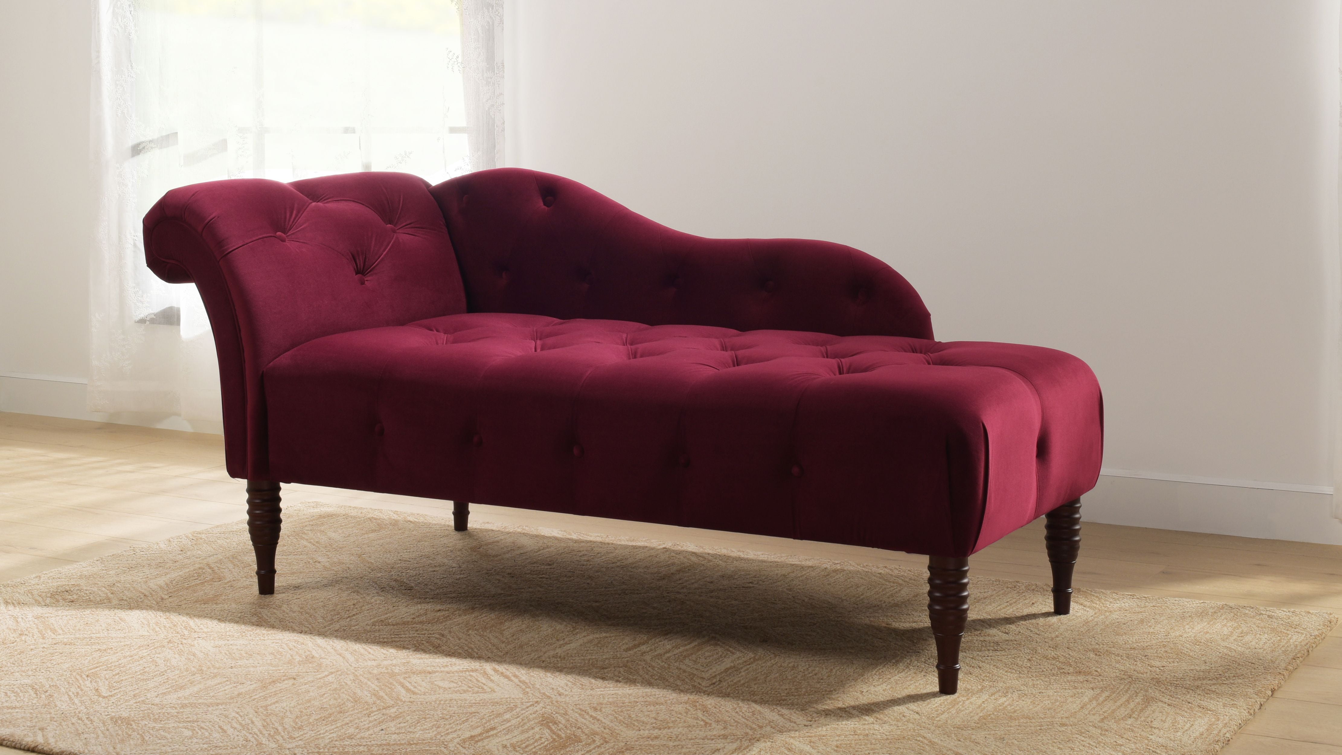 Samuel Tufted Roll Arm Chaise Lounge Burgundy Walmart