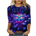 thumbnail image 2 of Aloohaidyvio Mardi Gras Women Clothing ,Women's Casual 3/4 Sleeve T-Shirts Round Neck Cute Summer Tops Basic Tees Fall Mardi Gras Blouses, 2 of 5