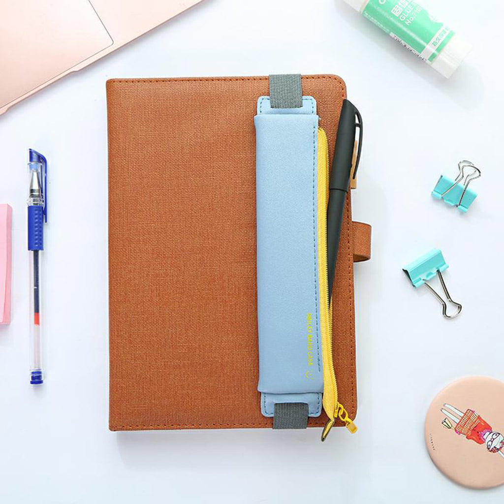 PU Leather Cute Pen Bag Elastic Book Pencil Case Portable Notebook Pencil Holder 