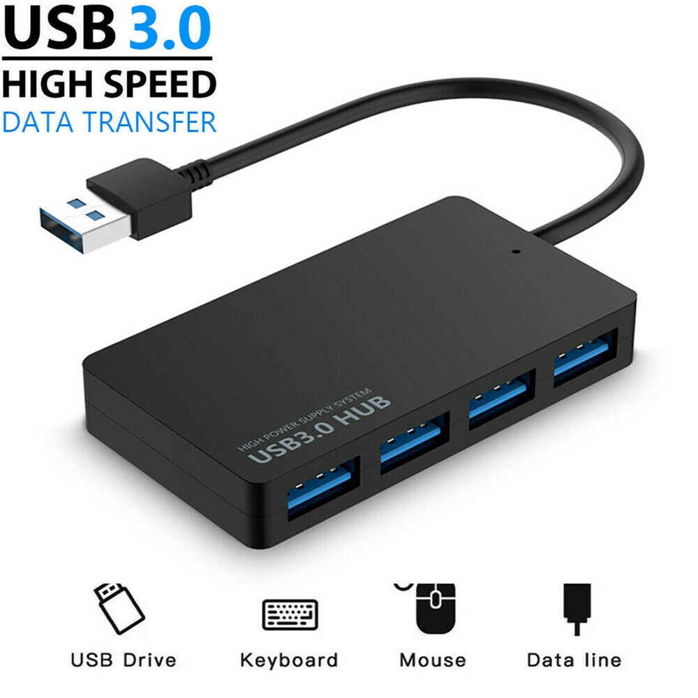 USB 3.0 4-Port USB Hub Splitter Adapter Ultra Speed for Laptop Computer Mouse 