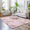 thumbnail image 3 of Area Rugs 3'x5', Pink Spring Floral Carpet Runner Indoor Outdoor Rugs Home Decor Aesthetic, Elegant Farmhouse Flowers Birds Watercolor Non Slip Mats Washable Accent Rug for Living Room Bedroom, 3 of 8