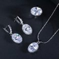 thumbnail image 3 of CZ Oval Shape Pendent Necklace Huggie Earrings Bracelet Ring Pageant Jewelry Set, 3 of 5