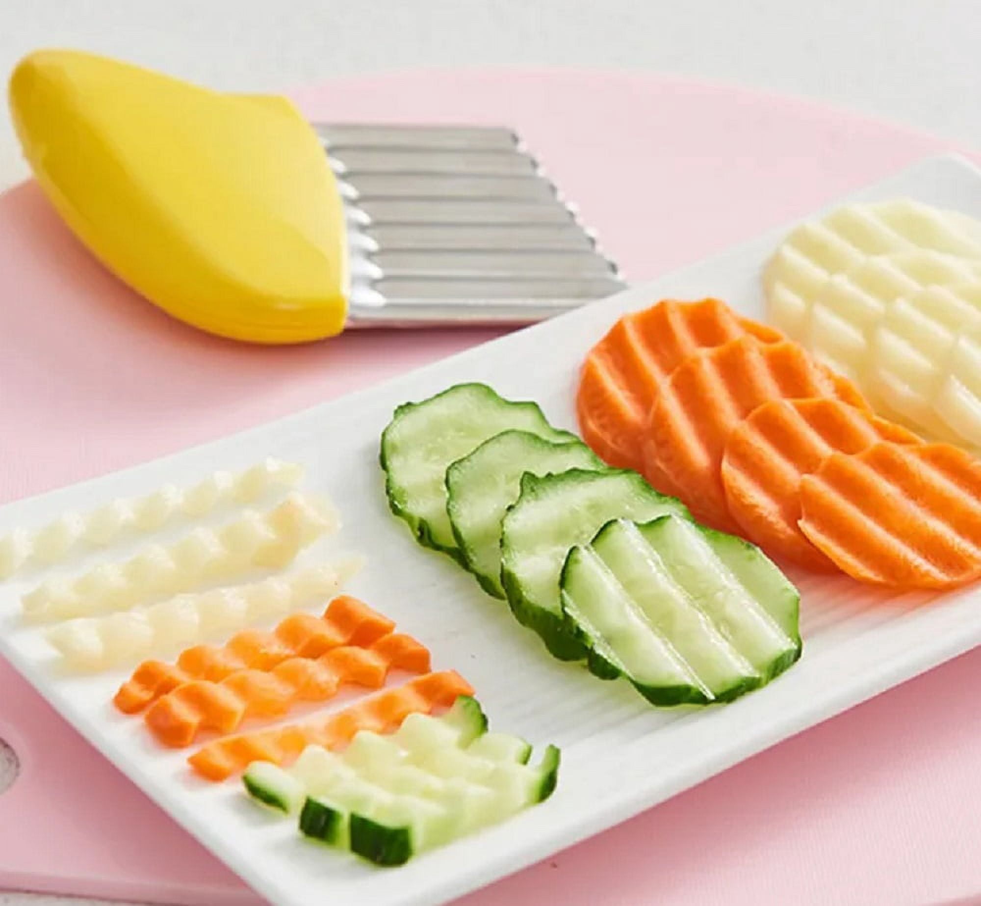 TIKA 4-Pack Stainless Steel Crinkle Cutters, Wavy Veggie Slicer