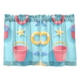 thumbnail image 7 of Yayeee Kitchen Curtains Tier Pair Light Filtering 27"x24" Rod Pocket Short Cafe Window Panel, Pink Beach Toys Pattern, 7 of 7