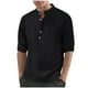 thumbnail image 2 of pstuiky camisa de manga larga para hombre, Camisas de lino a la moda para hombre, informales, lisas, con botones, cuello alto, bolsillos y manga larga Tops de talla grande para hombre xl, 2 of 8
