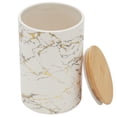 thumbnail image 2 of Home Basics Marble Like Large Ceramic Canister with Bamboo Top, White, 2 of 6