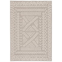 SAFAVIEH Global Hermite Bordered Indoor/Outdoor Area Rug, Beige/Light Beige, 4' x 6'