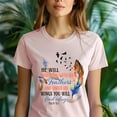 thumbnail image 5 of Psalm 91:4 Bible Verse Graphic T-Shirt with Feather and Bird Design, Heliconia, Size S, 5 of 6