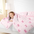thumbnail image 3 of Erosebridal Cartoon Ribbon Full Size Comforter Sets for Kid, Butterfly Knot Bedding Sets, Pink, 3 Pieces, 3 of 6