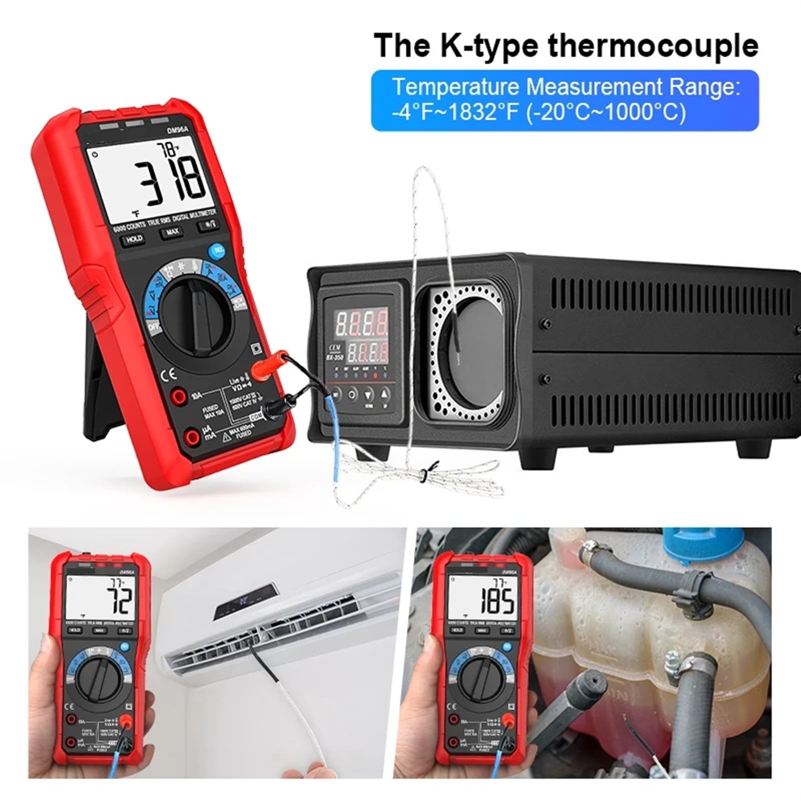 Multimeter Digital Smart Voltmeter AC DC Current Voltage Multi Tester Auto Range 6000 Counts LCD NCV Firewire Capacitor ,High Accuracy