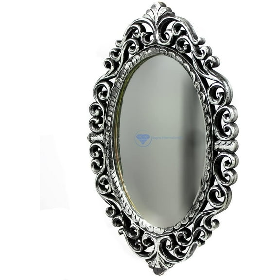 Nagina International Rustic Vintage Golden Black White Blue Plane Wall Mounted Mirrors Set | Unique Home Decor Style with Ancient Brushed Finish (Set of 3, Antique White)