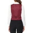 thumbnail image 3 of INSPIRE CHIC Vintage Vest for Women's Button Up Jacquard Steampunk Suit Waistcoat with Pockets 3XL Burgundy, 3 of 6