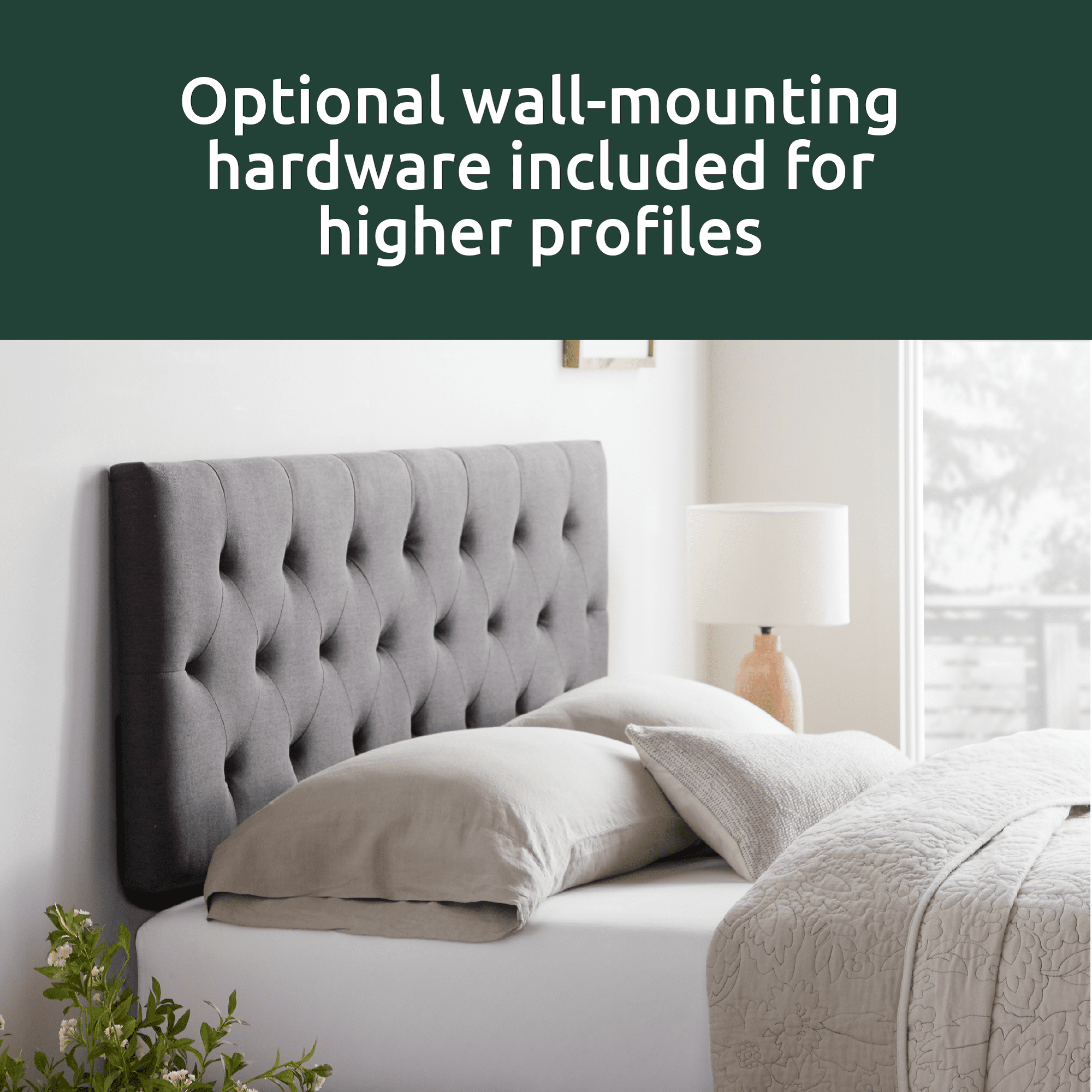 Rest Haven Eugene Diamond Tufted Upholstered Headboard, King/California King, Black