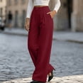 thumbnail image 2 of Women's Corduroy High Waist Wide Leg Dress Pants Pleated Front Loose Suit Trousers Business Casual Pants with Pockets Fashion Bottoms Wine, 2 of 9