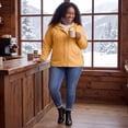 thumbnail image 3 of Abrigo de trench con capucha para mujer de tallas grandes Agnes Orinda, resistente al viento, con cierre de cremallera y botones, chaqueta de invierno con bolsillos 3X dorada, 3 of 5