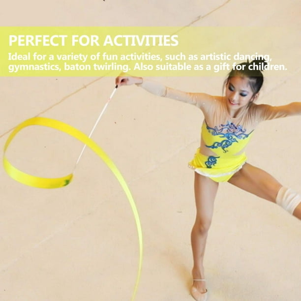 Novelty Place 10 Pieces Dance Ribbons Streamers - 6.6Ft Unisex Kids' Gymnastics  Ribbon Wands - Perfect Rhythm Sticks for Talent shows, Artistic Dancing,  Baton Twirling (10 Colors) 