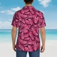 thumbnail image 4 of Sikiie Pink Butterfly Print Men's Hawaiian Shirt, Summer Beach Button Pocket Short Sleeve T-Shirt,Large, 4 of 7