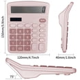 thumbnail image 2 of Crrynuo - Calculadora de escritorio (rosa) - Pantalla LCD grande de 12 dígitos - Alimentación dual (celda solar + pilas AA) - Teclas grandes - Apagado automático, 2 of 6