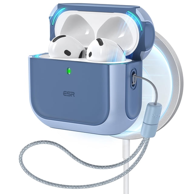 Funda para AirPods 4 ESR Orbit Hybrid con protección contra caídas, color azul