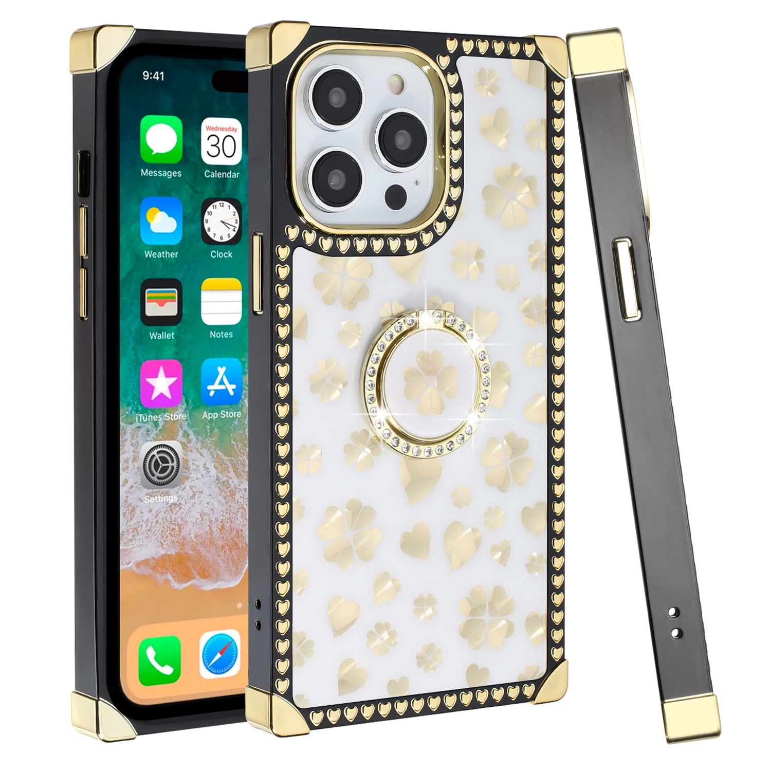 JUSPHY Phone Case Compatible With iPhone 12 Pro, Cracked Gold