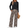 thumbnail image 2 of Fantaslook Long Sleeve Two Piece Sets for Women Wide Leg Pants Lounge Sets Fall Vacation Travel Outfits Fashion Boho Matching Sets, 2 of 9