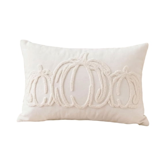 Fall Pumpkin Tufted Throw Pillow, 3D Embroidered Pumpkin Cushion Complete Pillow With Insert, Autumn Halloween Decorative Pillow for Sofa Couch Home(Pillowcase Pillow Insert)