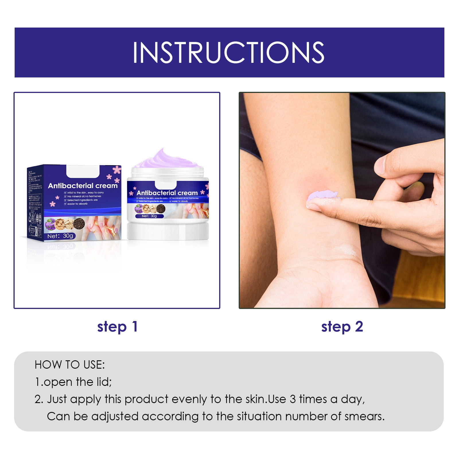 Alvantor Anti-Itch Cream for Relief from Mosquito Bites with Purple Flower Dichotoma, 1.05oz