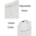 thumbnail image 4 of Coshow Men's Linen 2 Piece Set Long Sleeve Button Down Cuban Shirt and Pants Casual Summer Beach Outfit, 4 of 5