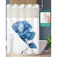 thumbnail image 2 of No Hook Shower Curtain with Snap in Liner, Nature Blue Rose with Leaves Visual Art Flowers Hotel Shower Curtains for Bathroom, Washable Shower Curtain Liner Set with Mesh Top Window, 48"x72", 2 of 6