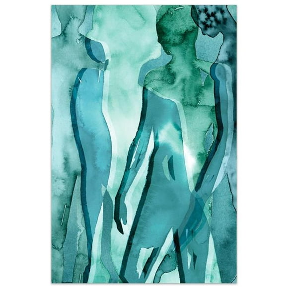 Empire Art Direct TMP-128683-4832 48 x 32 in. Eau Abstraite Humaine Femmes II Panneau de Verre Trempé Sans Cadre Art Mural Contemporain