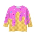 thumbnail image 5 of Drmagiyhm Girls 3/4 Sleeve Shirts Size 10-12 Cute Ice Cream Graphic Shirts Fashion Casual Crewneck T-Shirt Beach Ice Cream Tops Hot Pink 4-5 Years, 5 of 5
