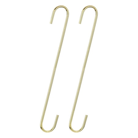 

S Hanging Hooks 12inch(300mm) Extra Long Steel Hanger Gold Tone 2Pack