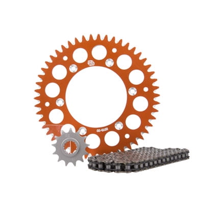 Primary Drive Alloy Kit & X-Ring Chain Orange Rear Sprocket For TM, Husaberg, KTM