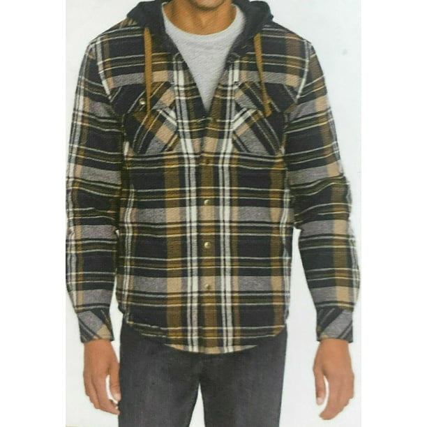 Legendary Outfitters Men's Button Up Cotton Flannel Hooded Jacket, Blue