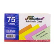 BAZIC Ruled Index Cards 3"X5" 75 Count, Neon Ruled Lined Flashcards