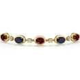 thumbnail image 3 of 18K Yellow Gold Plated Silver Red Rhodolite Garnet and Blue Sapphire and Lab Grown Diamond Bracelet for Women | 5.10 Cttw | Gemstone January Birthstone | Oval 7X5MM | Fully Adjustable 9 inch, 3 of 6