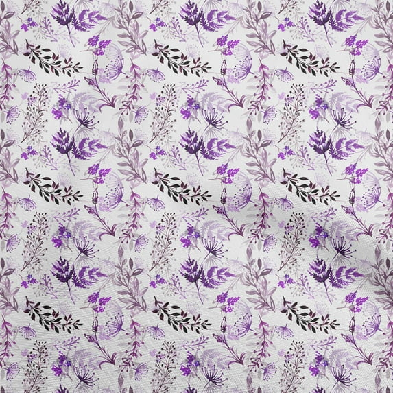 oneOone Cotton Poplin Twill Purple Fabric Leaves Craft Projects Decor Fabric Printed By The Yard 56 Inch Wide