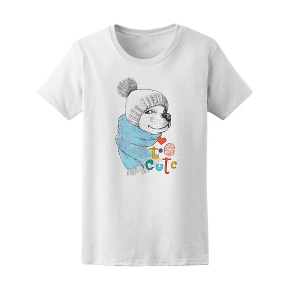 Too Cute Dog In Winter T-Shirt Women -Image by Shutterstock, Female Small