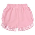 thumbnail image 7 of LNMQLPDBS Girls' Clothing Sets Cloth Splice Satin Ruffle Hem Solid Color Crewneck Short Sleeve Tshirt + Shorts 3pcs Outfits Clothes Toddler Girl Summer Sets for School Daily Home Pink 5-6 Years, 7 of 7