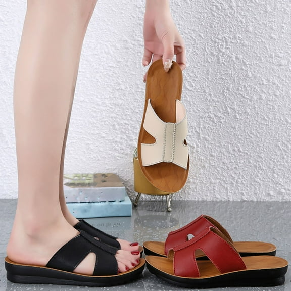 Kmdttou Shoes Women Fashion Wedges Shoes Open Toe Thick Bottom Roman Slippers Beach Sandals With Comfortable Plantar Fasciitis Arch Support(Size:35-41)