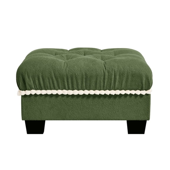 Chenille Ottoman with Pillow, Tufted Square Footrest Stool, Multi-Use Extra Seating & Chaise Lounge for Living Room, Apartment, Office – 30.7"W x 22"D x 18.8"H