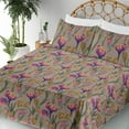 thumbnail image 3 of Ambesonne Tulip Fitted & Flat Sheet with Shams 4 Pcs Set, Vintage Pop Art Flowers Print, King, Pink Quartz and Fawn, 3 of 5