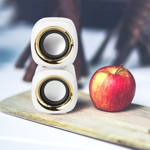 OULII Metallic Beige USB Speakers, 1 Pair, High Fidelity Stereo Audio for Laptop and Desktop Computers