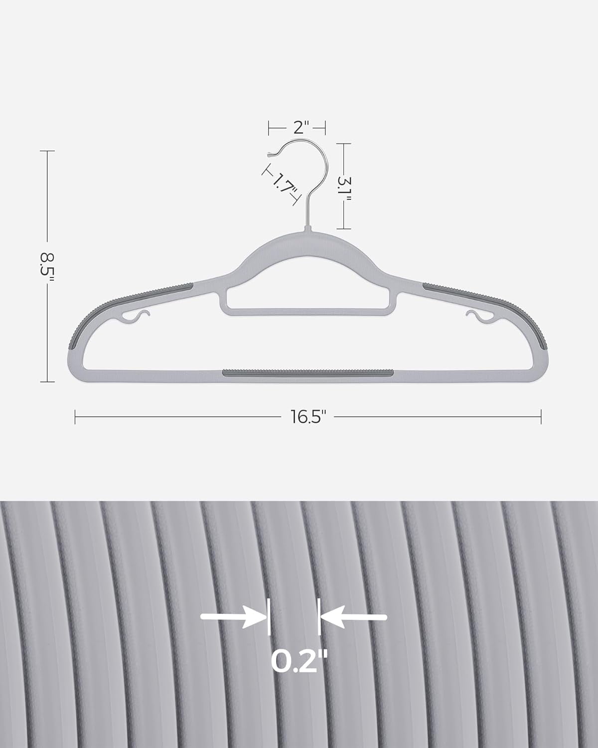 cozymood 50 Pack Coat Hangers Heavy, Duty Plastic Hangers with 360° Swivel Hook Non-Slip Design Space-Saving (Dark Gray)