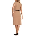 thumbnail image 3 of Vestido elegante de mujer Inspire Chic con mangas cortas y cinturón, vestido tipo sheath para el trabajo, color caqui, talla M, 3 of 6