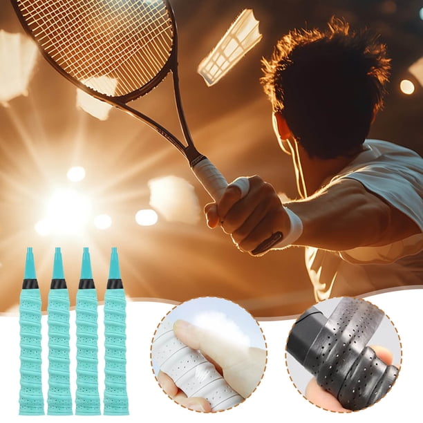 4 Correas Antideslizantes y Absorbentes Del Sudor para Raquetas de Bádminton.