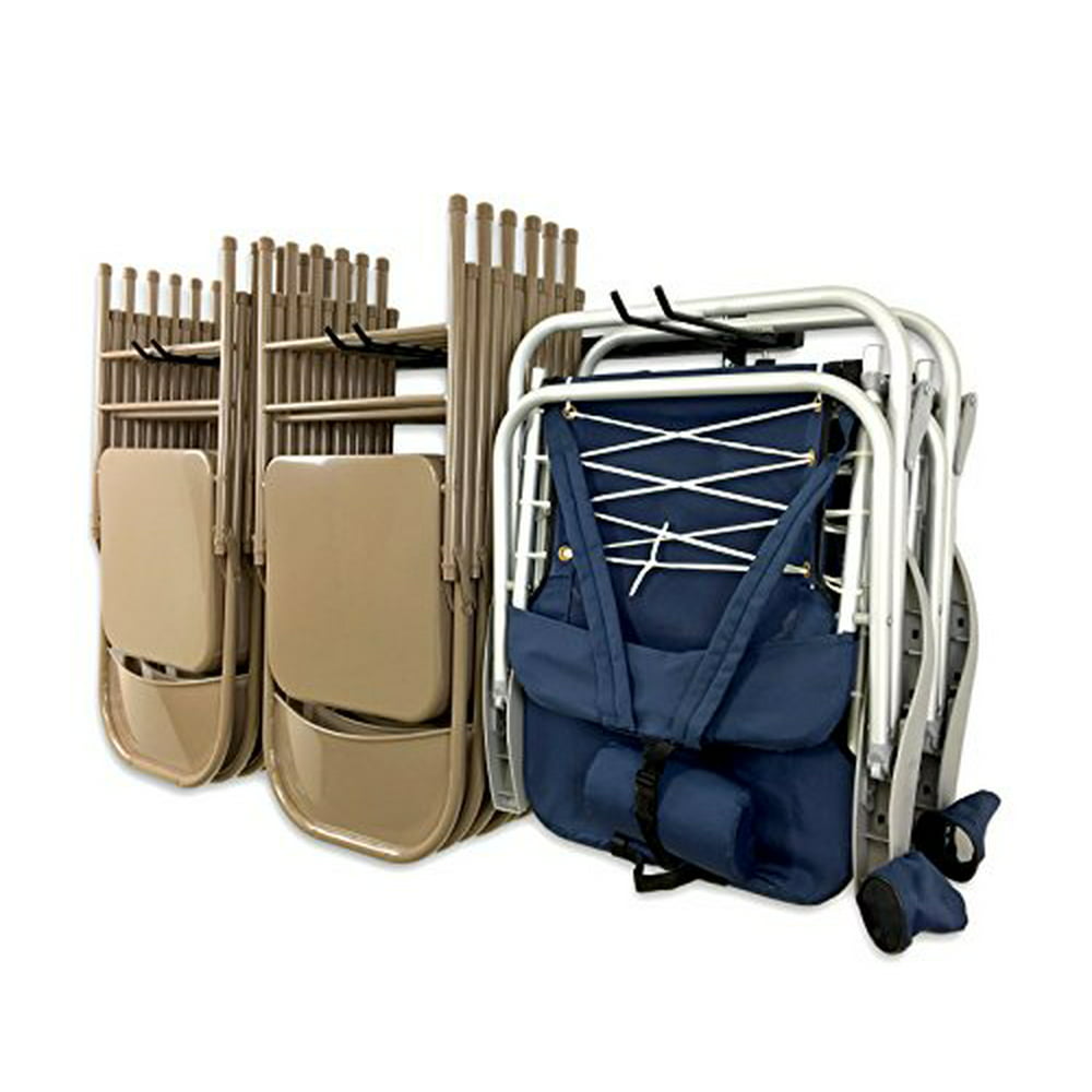 Folding Chair Storage Rack Adjustable Wall Mount Holds 130 Lbs